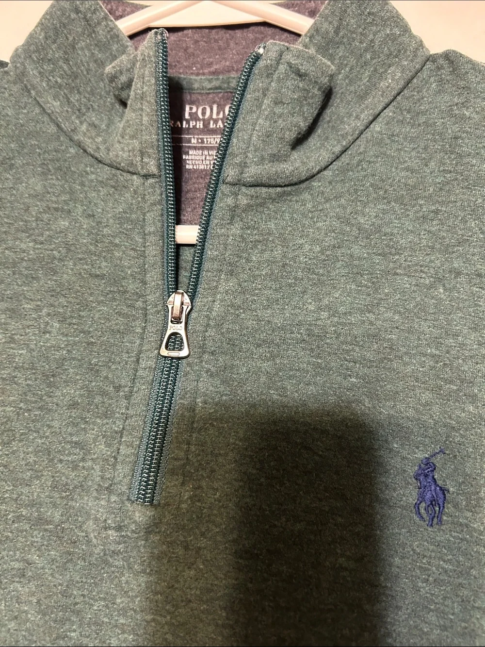 Polo by Ralph Lauren Men's Heather Forest Green Half-Zip Sweater